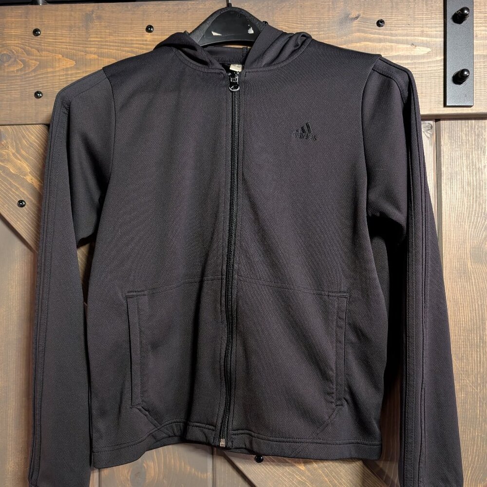 Adidas Climalite thin black workout zip up hoodie size L